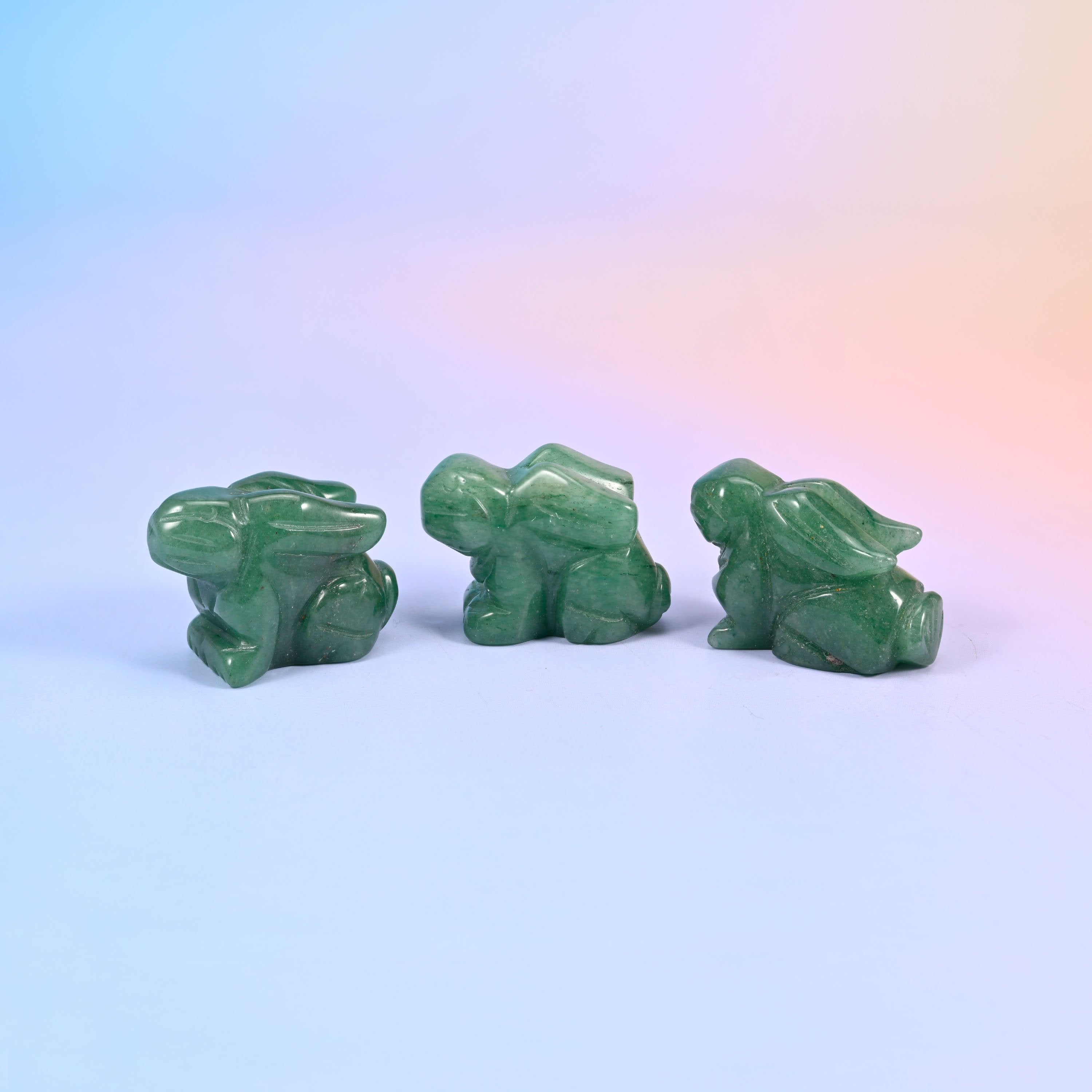 Polished gemstone rabbit carving, 1.5 inch display piece for shelf, desk or pocket keepsake