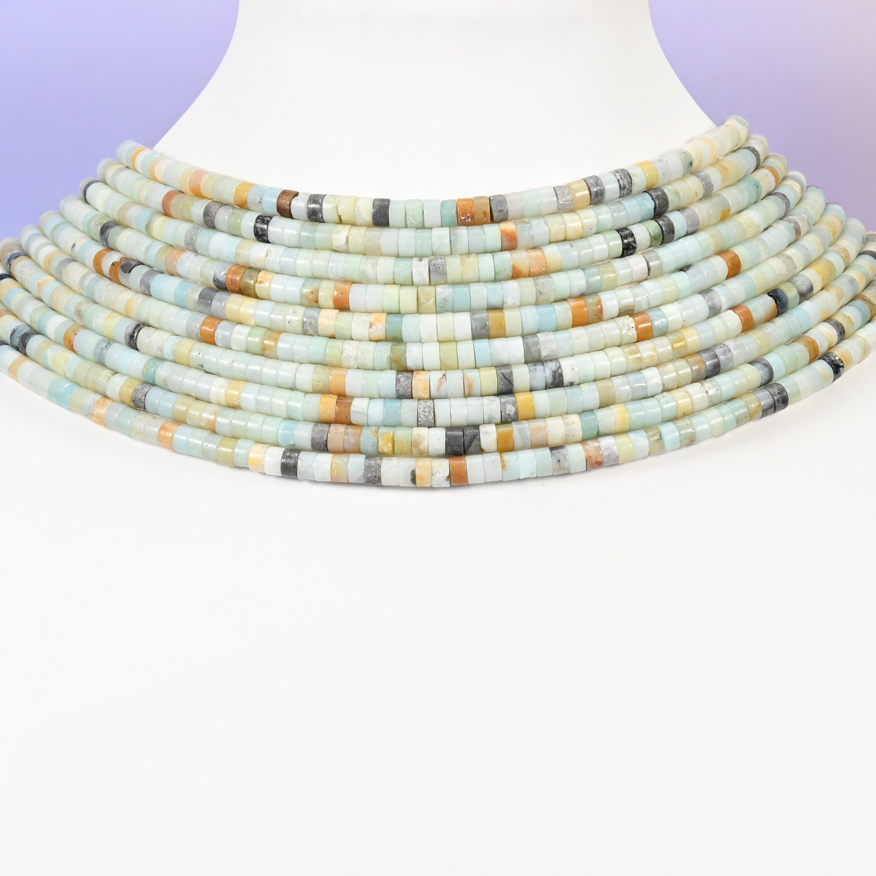 Multi-Color Amazonite beads, heishi disc, 2x4mm