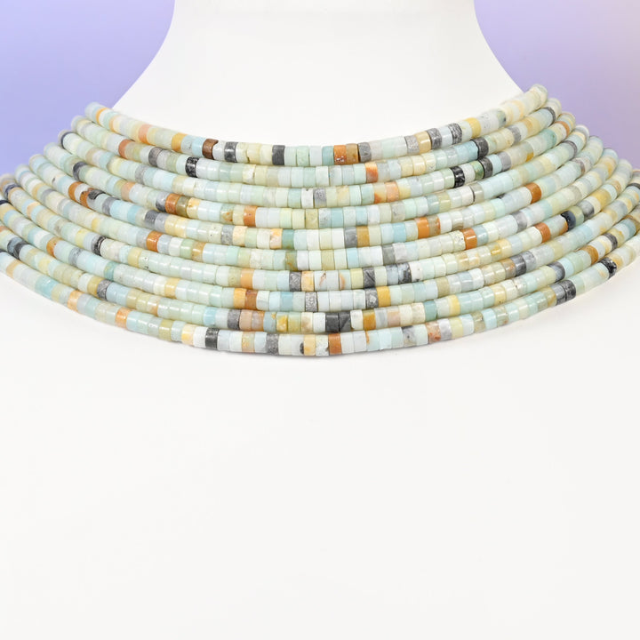 Multi-Color Amazonite beads, heishi disc, 2x4mm