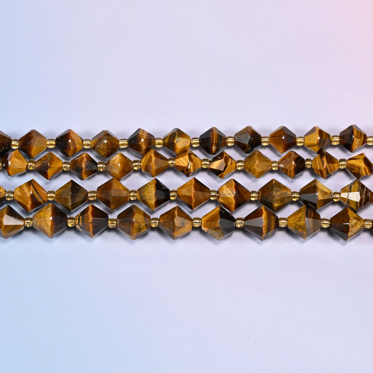 Tiger Eye Faceted Bicone Beads 8mm 10mm Jewelry Making 15 Inch Strand