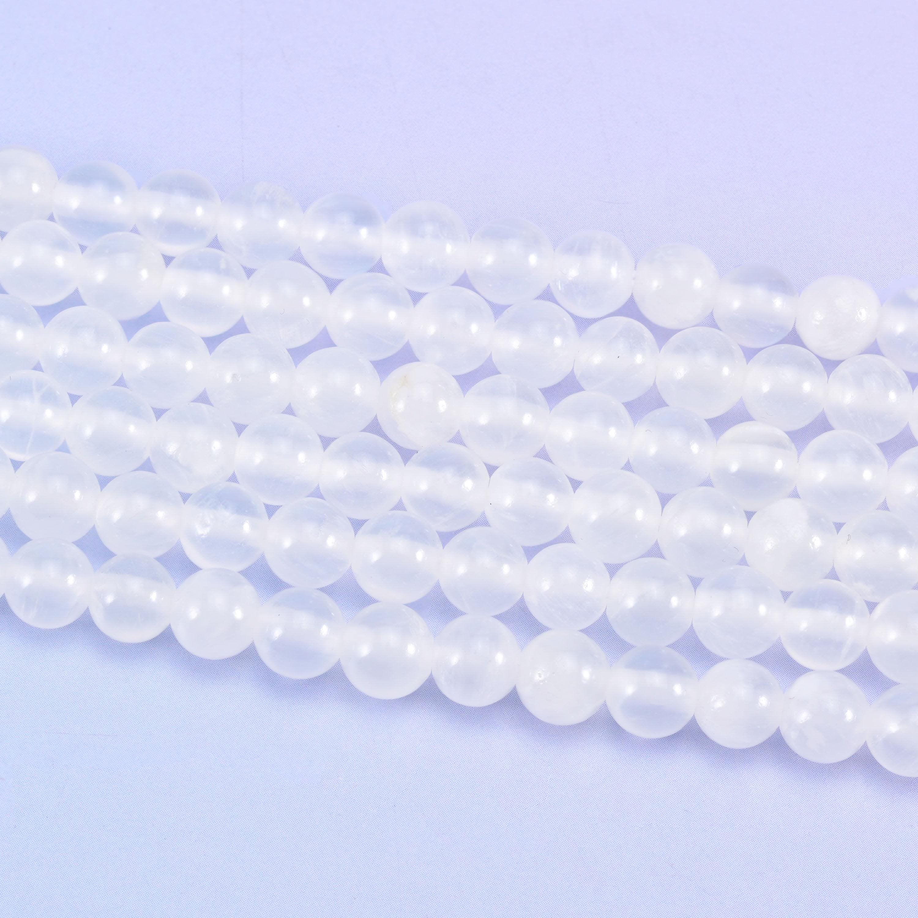 White Calcite smooth round beads, 15.5 inch strand