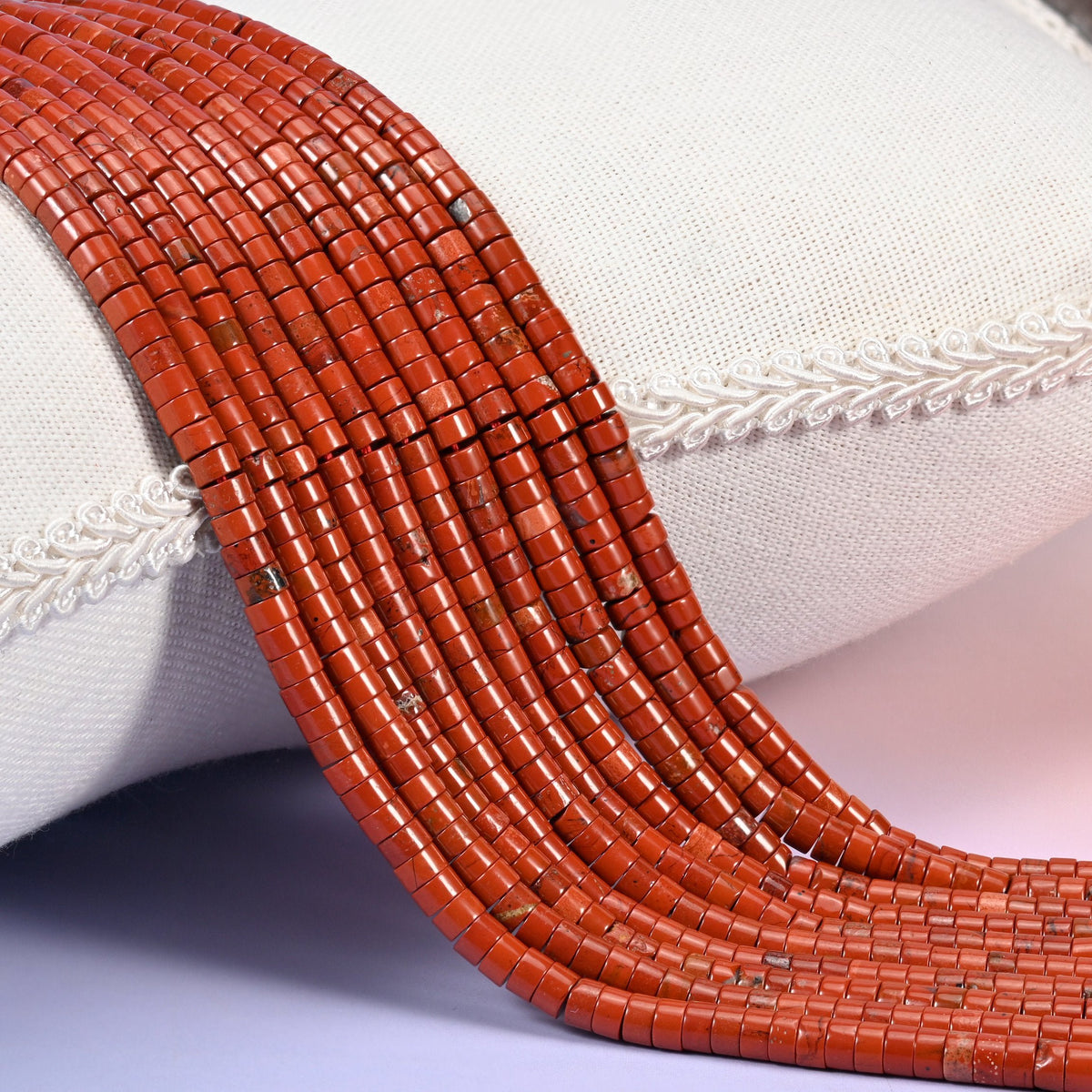 Red Jasper Smooth Heishi Disc Beads