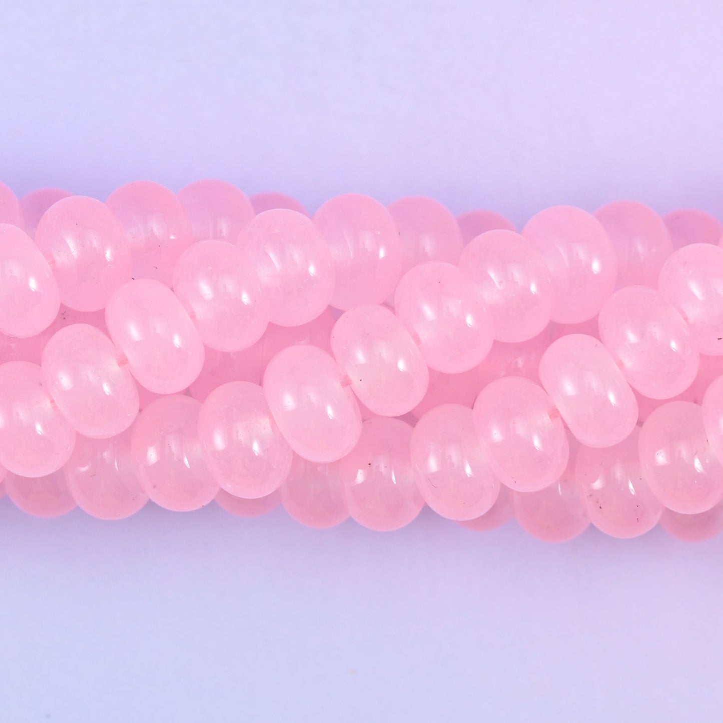 Pink Dyed Jade Smooth Rondelle Beads, hole 1.0mm