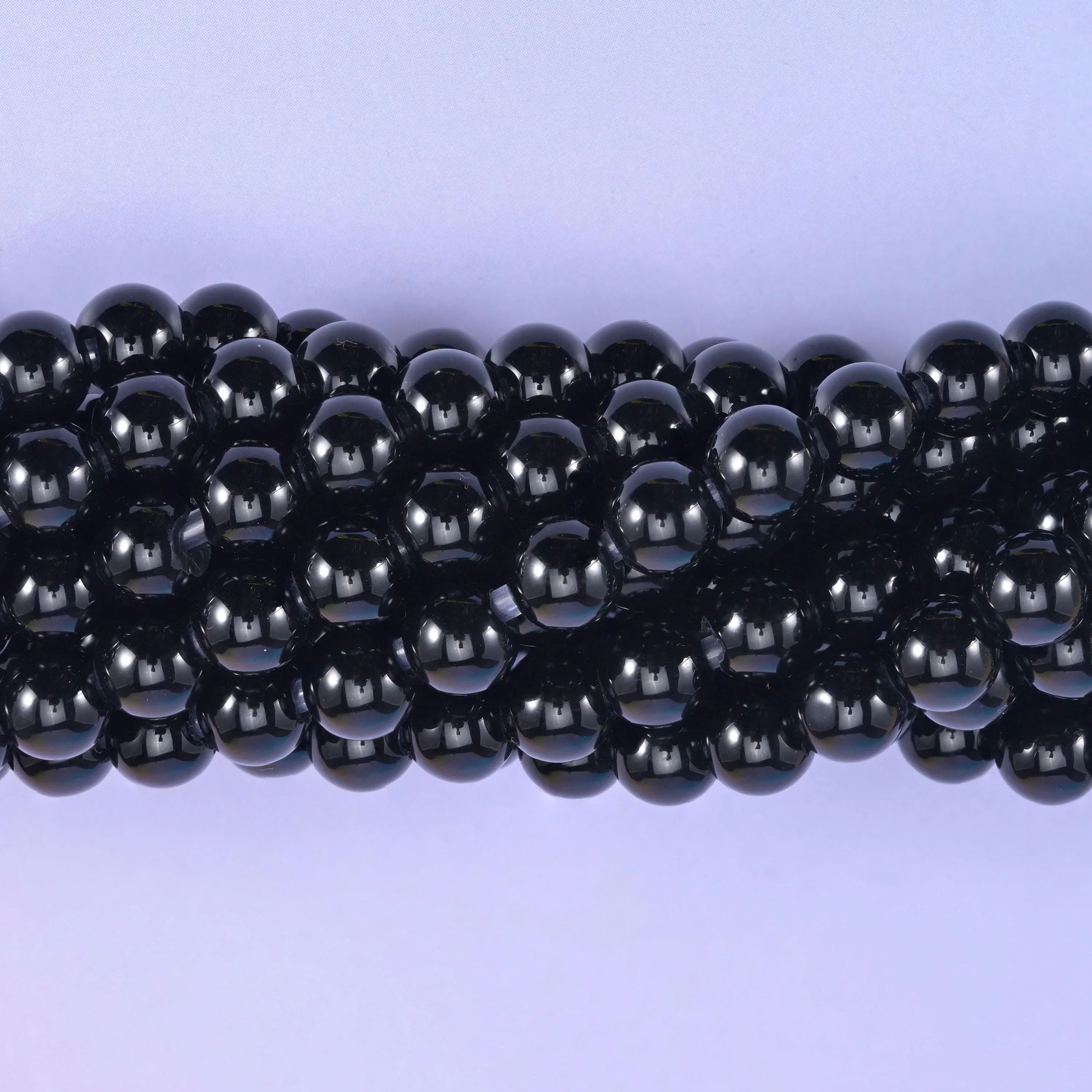 Black Onyx Large Hole Round Beads 6mm 8mm 10mm, 8 inch half strand