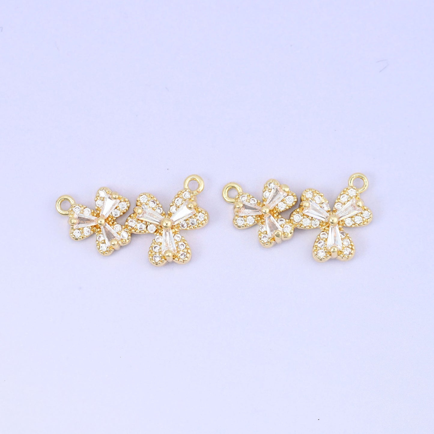 Flower Zircon Connector Pendants: 18K Gold Plated, Jewelry Making Supply