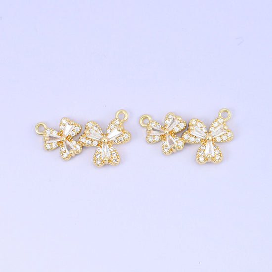 Flower Zircon Connector Pendants: 18K Gold Plated, Jewelry Making Supply