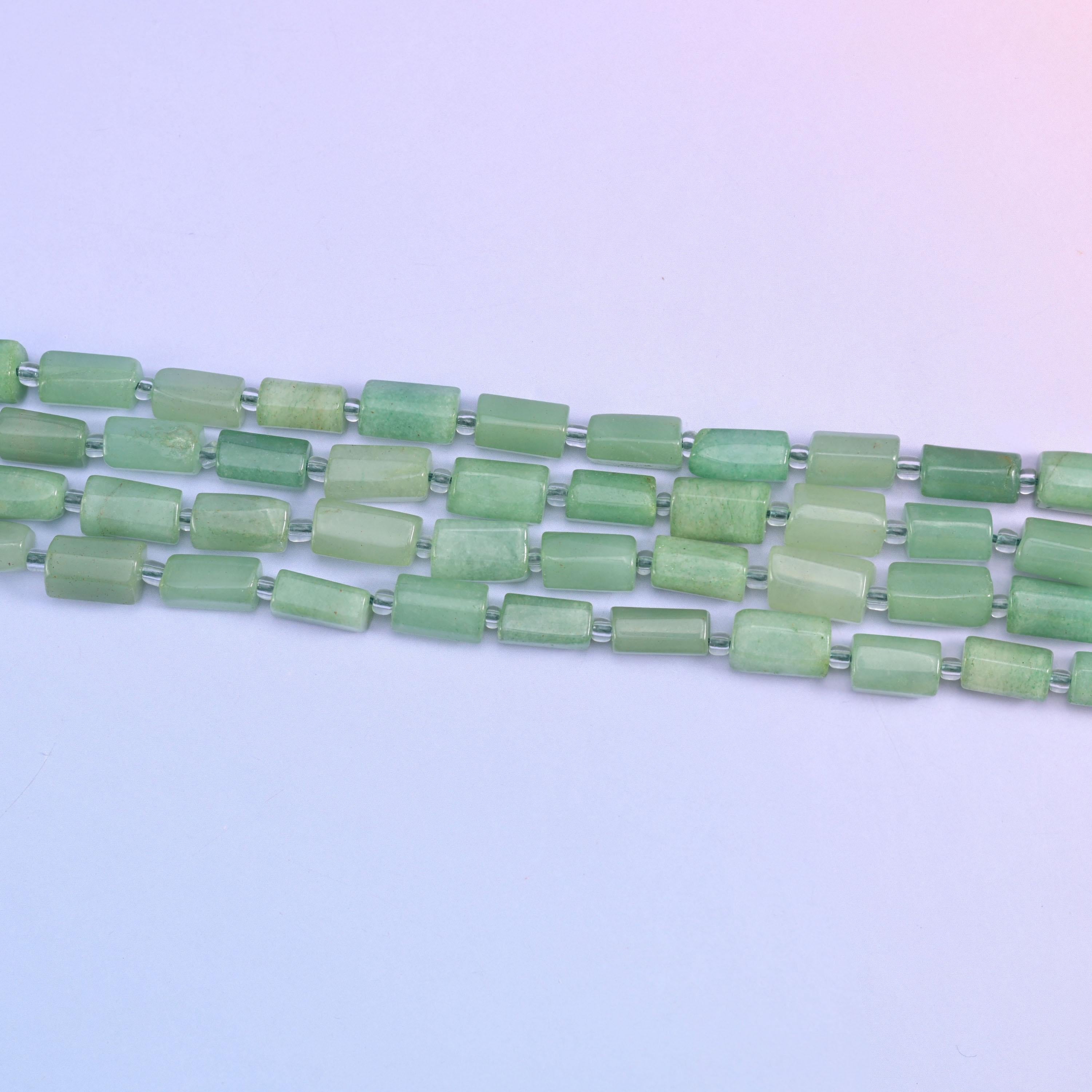 Green Aventurine Faceted Tube Beads in natural green tones