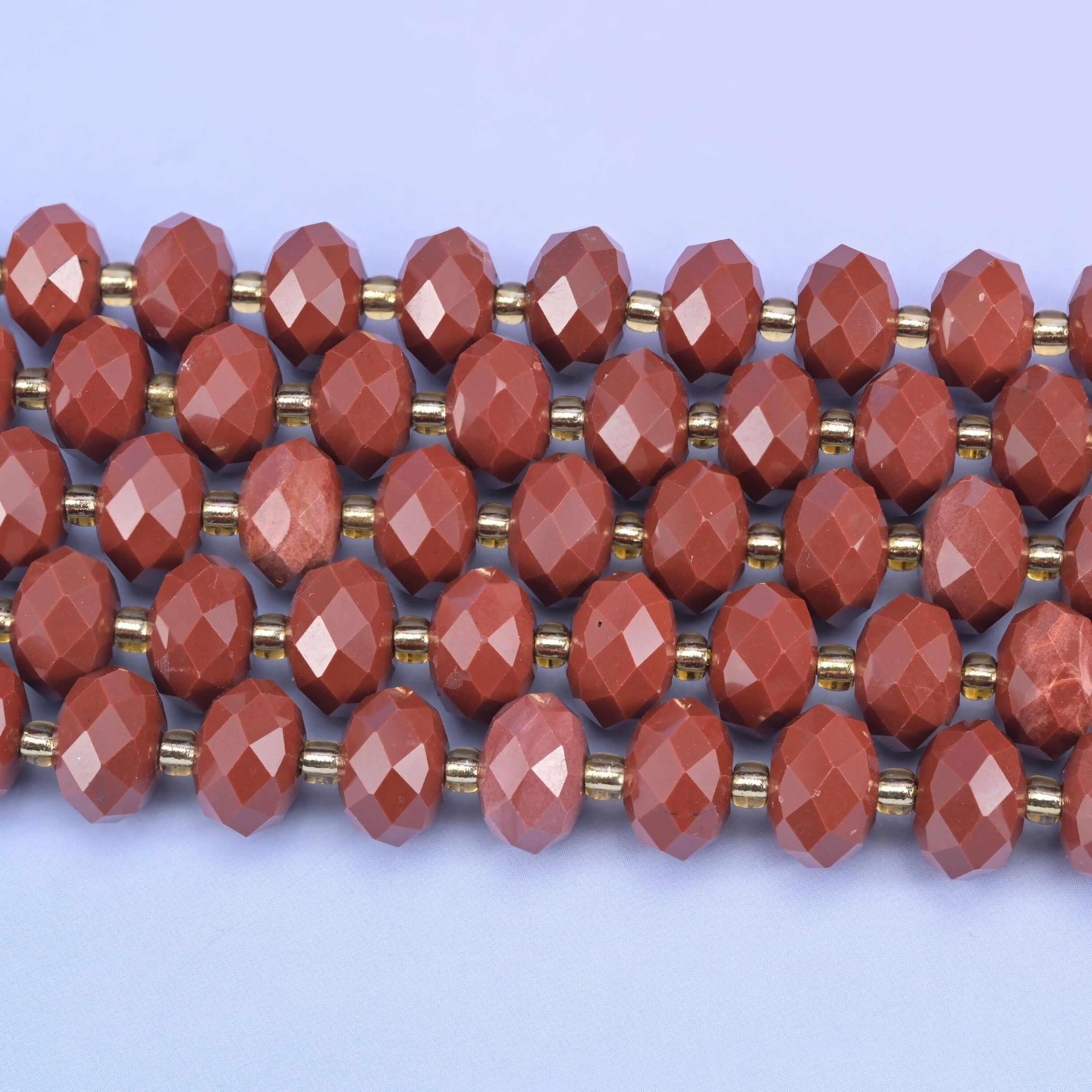 Red Jasper faceted rondelle beads, 15.5 inch strand