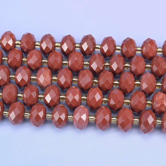 Red Jasper faceted rondelle beads, 15.5 inch strand