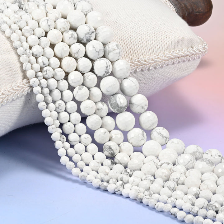 White Howlite Faceted Round Beads