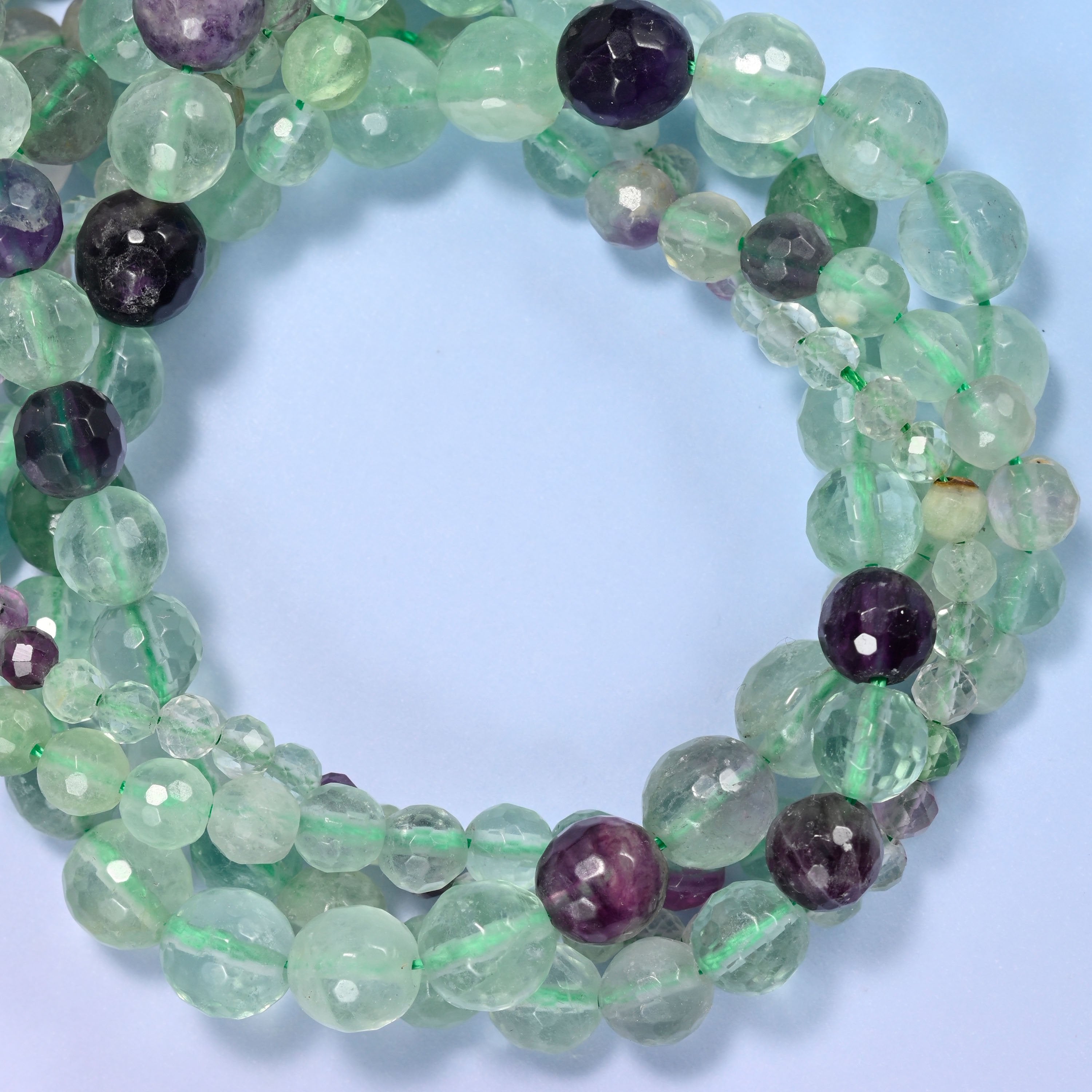 Fluorite Faceted Round Beads: Jewelry Making, 15 Inch Strand