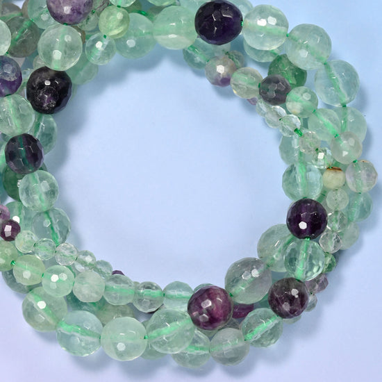 Fluorite Faceted Round Beads: Jewelry Making, 15 Inch Strand