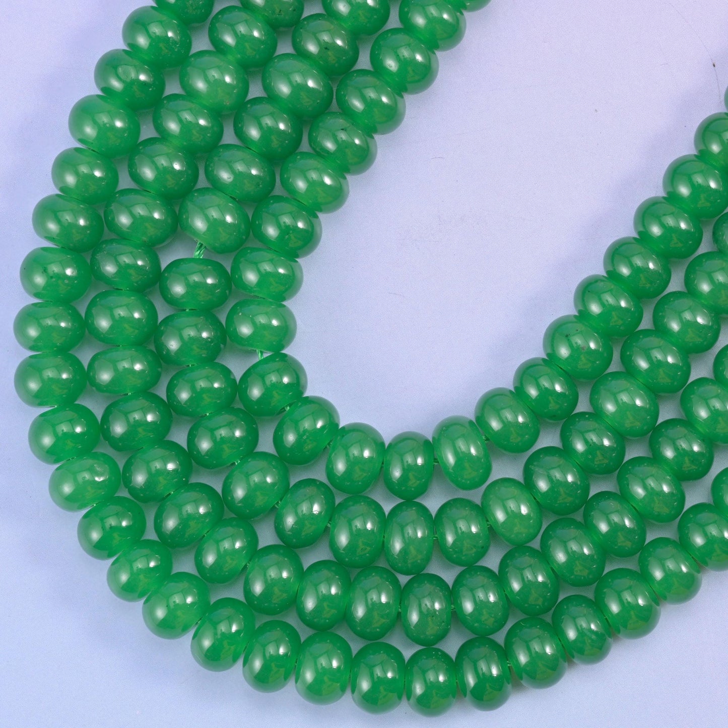 Green Dyed Jade rondelle beads, center-drilled 1.0mm hole