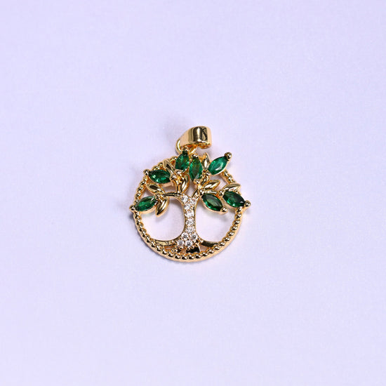 Round Green Leaf Tree Zircon Charms: DIY Pendants, Jewelry Making Supply
