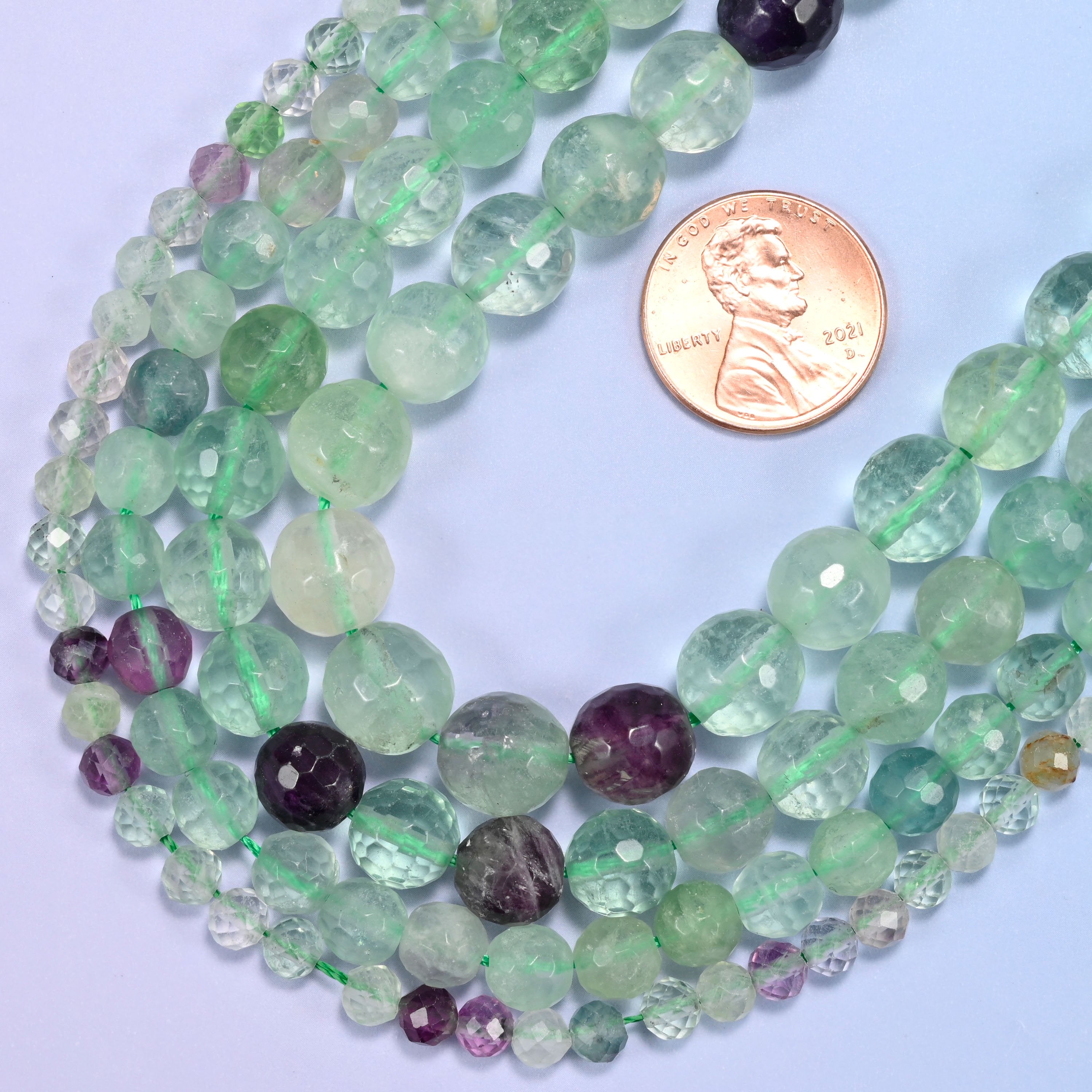 Fluorite Faceted Round Beads: Jewelry Making, 15 Inch Strand