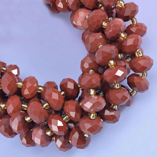 Faceted rondelle cut Red Jasper beads