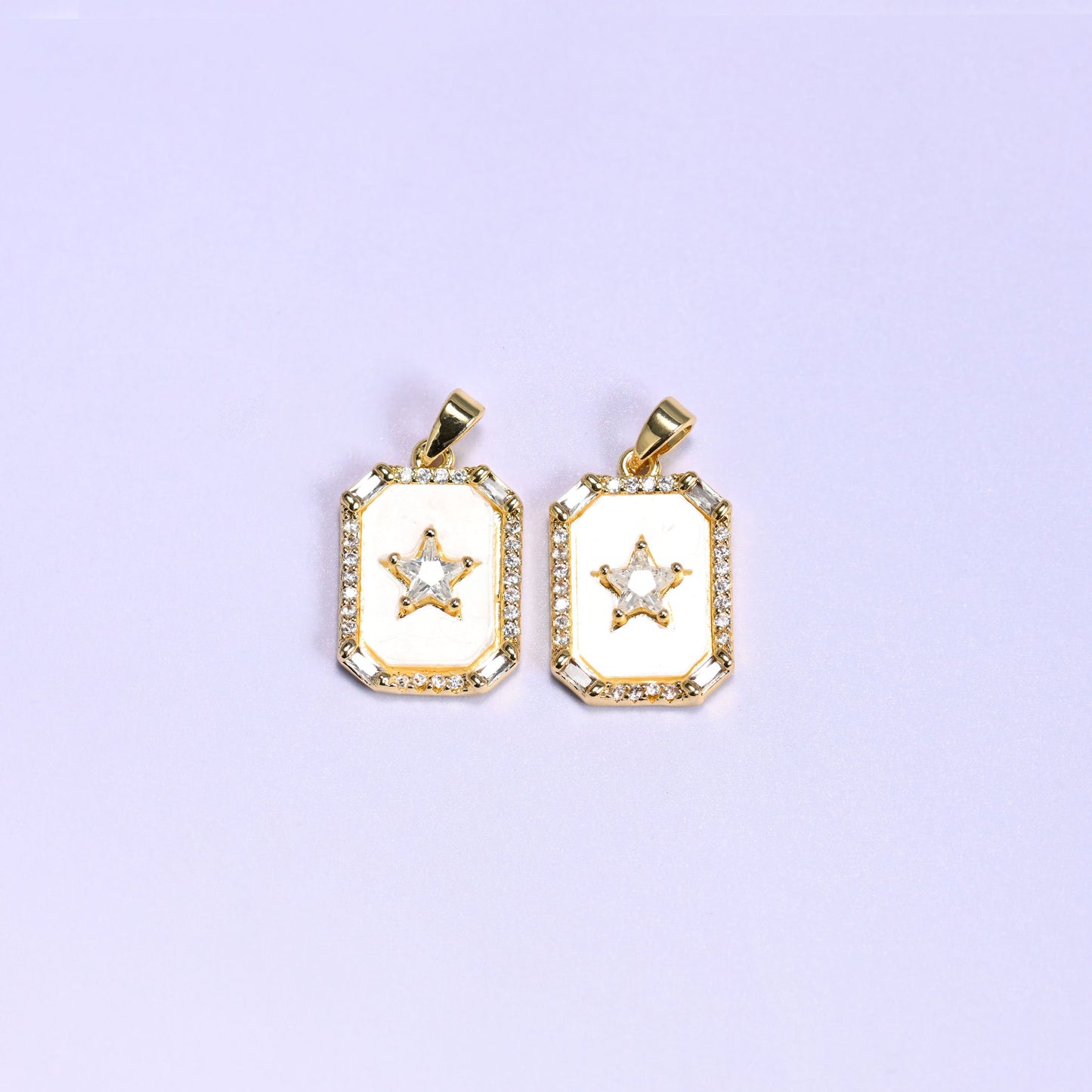 Rectangle Star Zircon Charms: 18K Gold Filled Pendants, Jewelry Making Supply