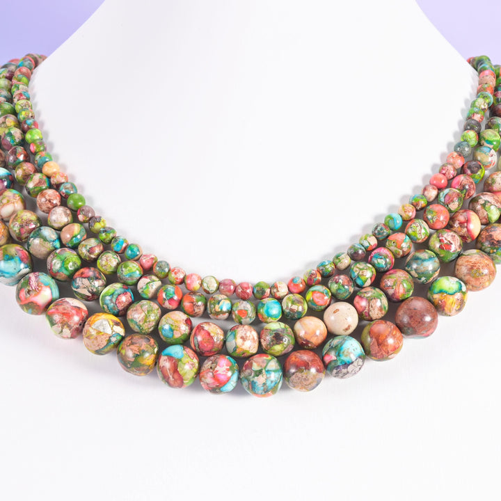 Sea sediment jasper beads, smooth round, 4mm to 14mm