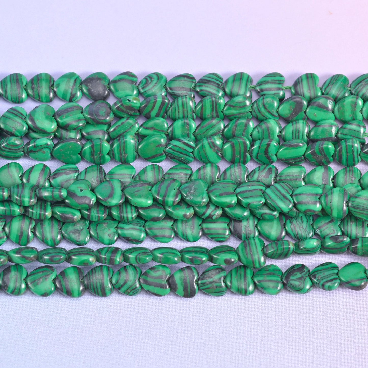Green Malachite Heart Beads, hole approximately 0.8mm