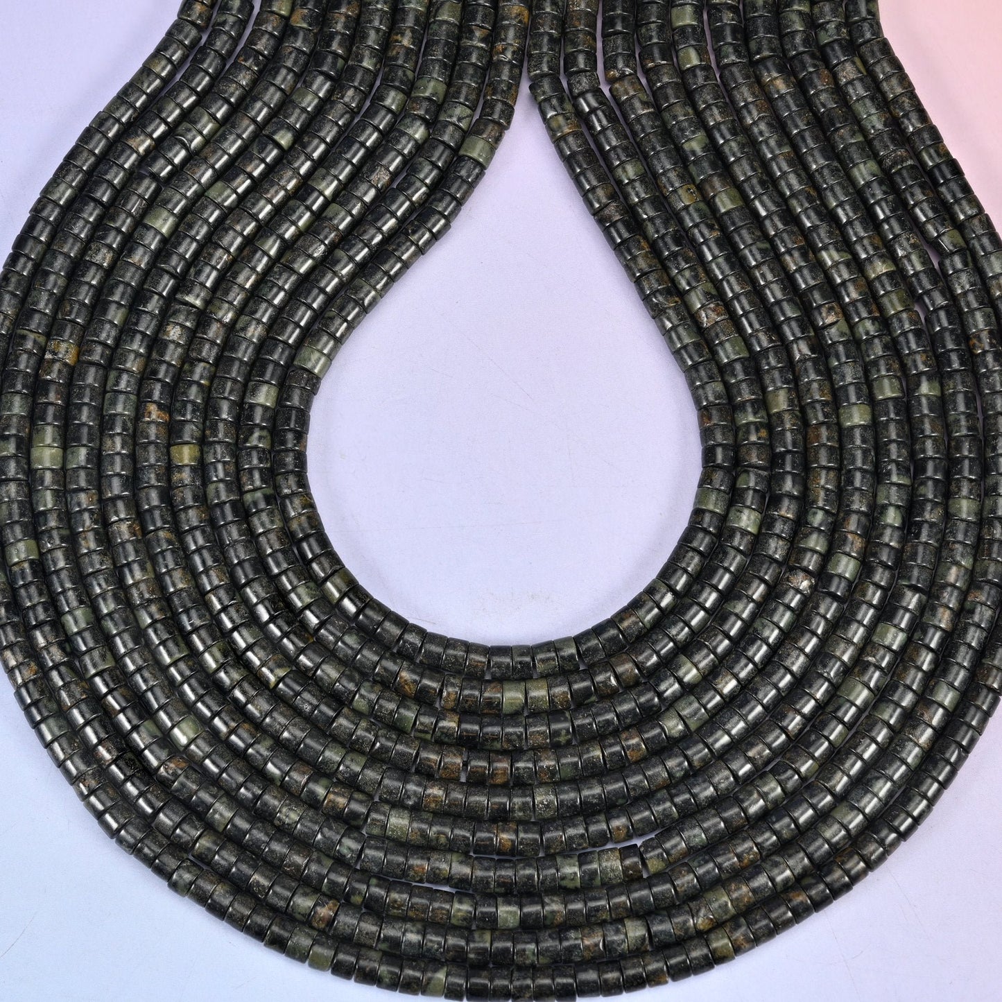 Kambaba Jasper Smooth Heishi Disc Beads, hole 1.0mm