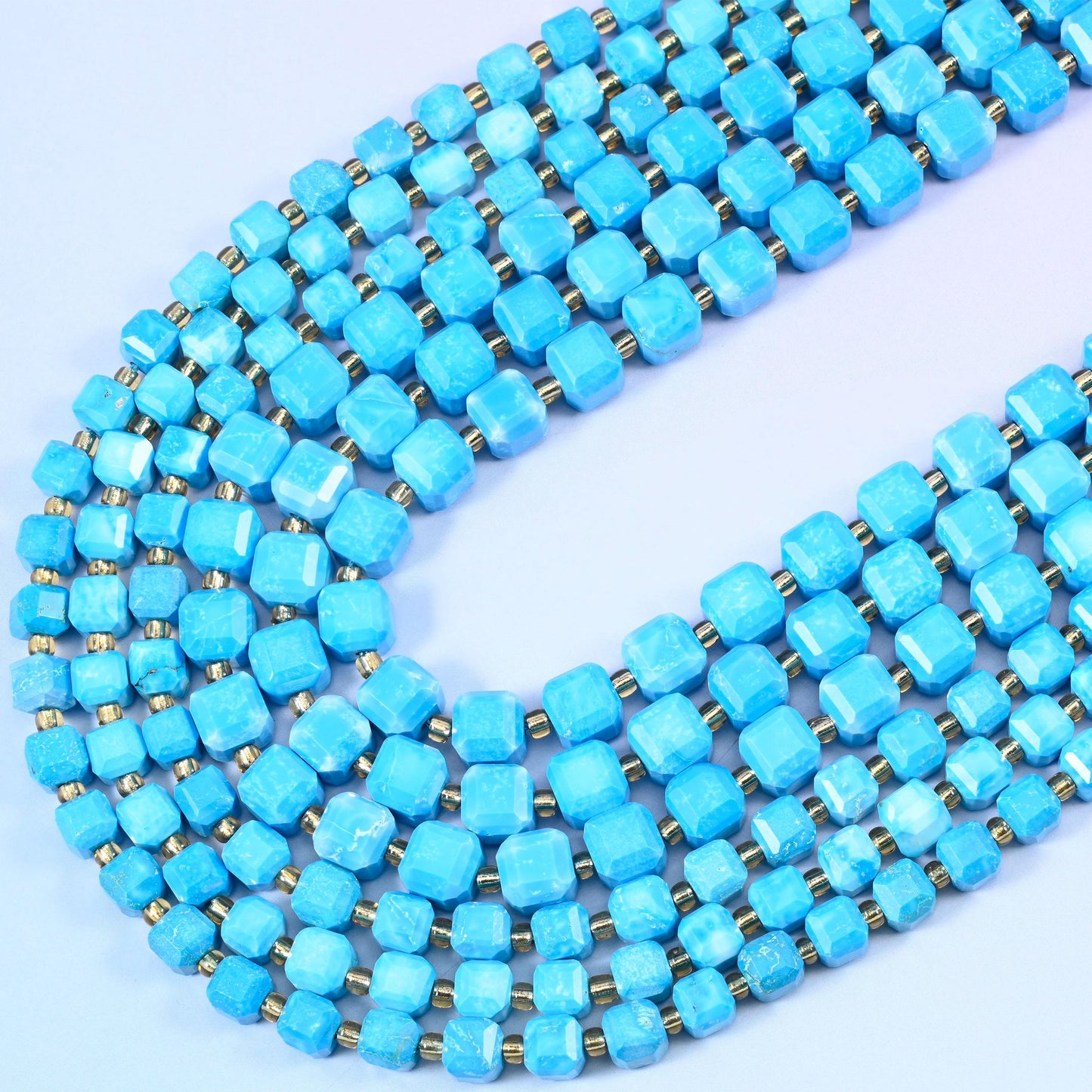Dyed Blue Howlite Faceted Cube Beads, 15 inch strand