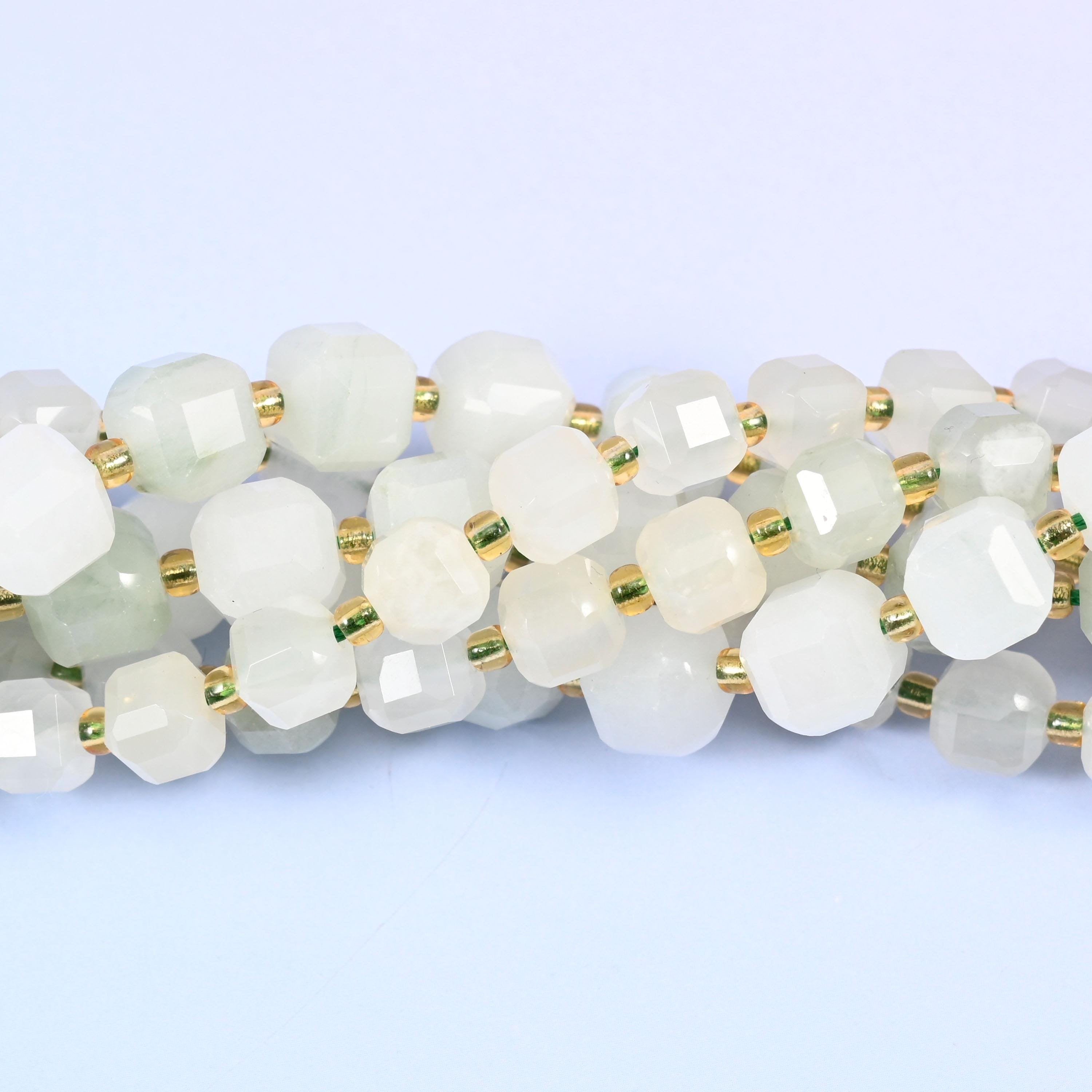 Tianshan Jade Faceted Cube Beads, approximately 43 beads per 15 inch strand in 6mm