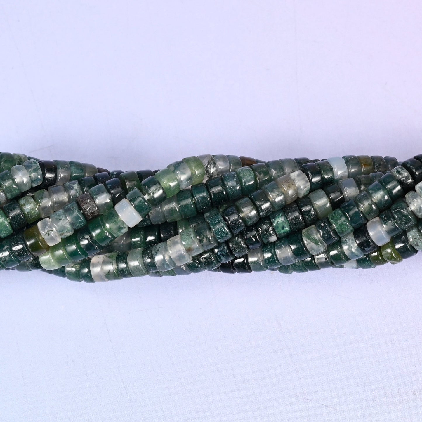 Moss Agate Smooth Heishi Disc Beads for jewelry making