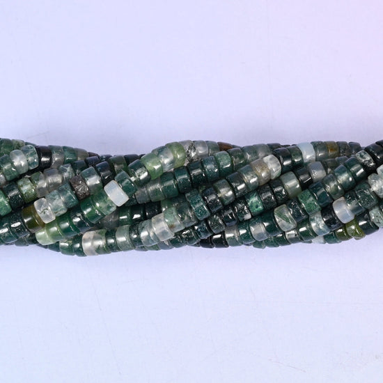 Moss Agate Smooth Heishi Disc Beads for jewelry making