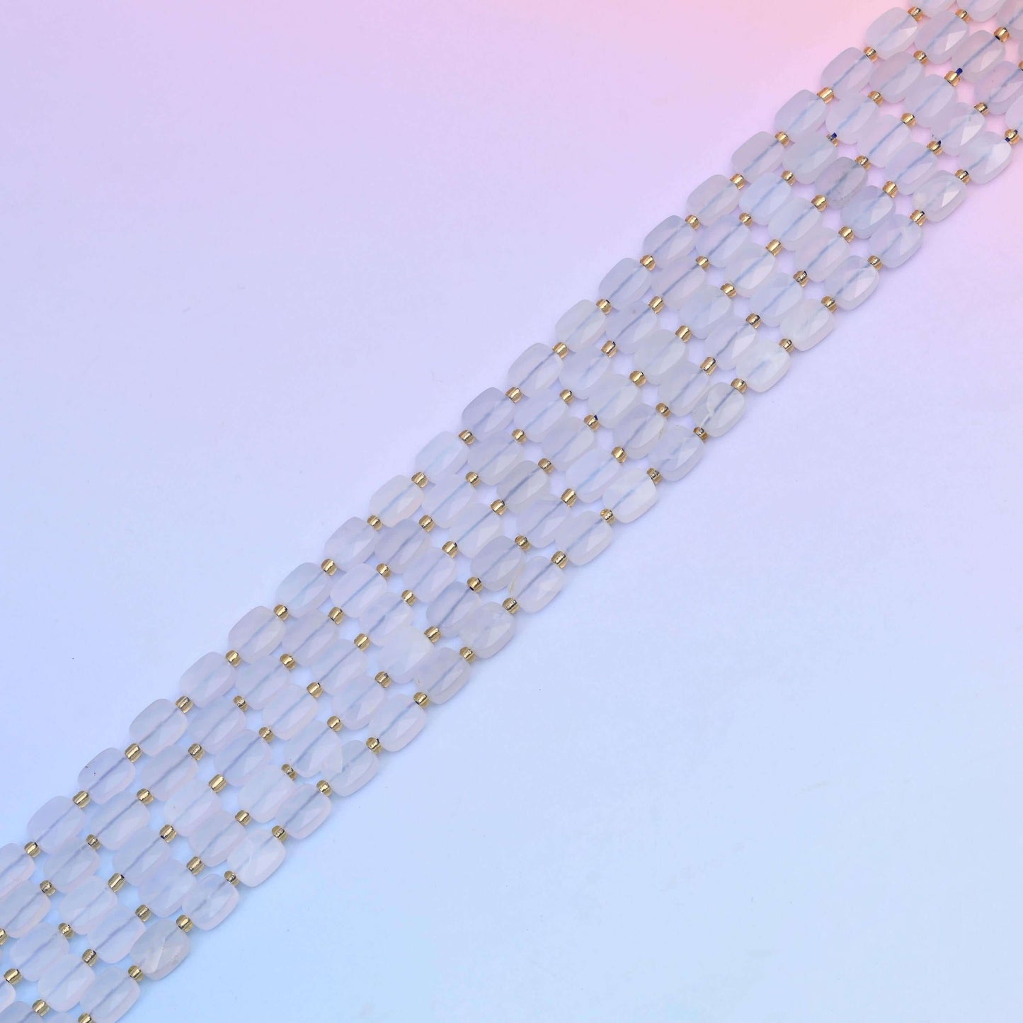 Blue Chalcedony Faceted Rectangle Beads, 15 inch strand