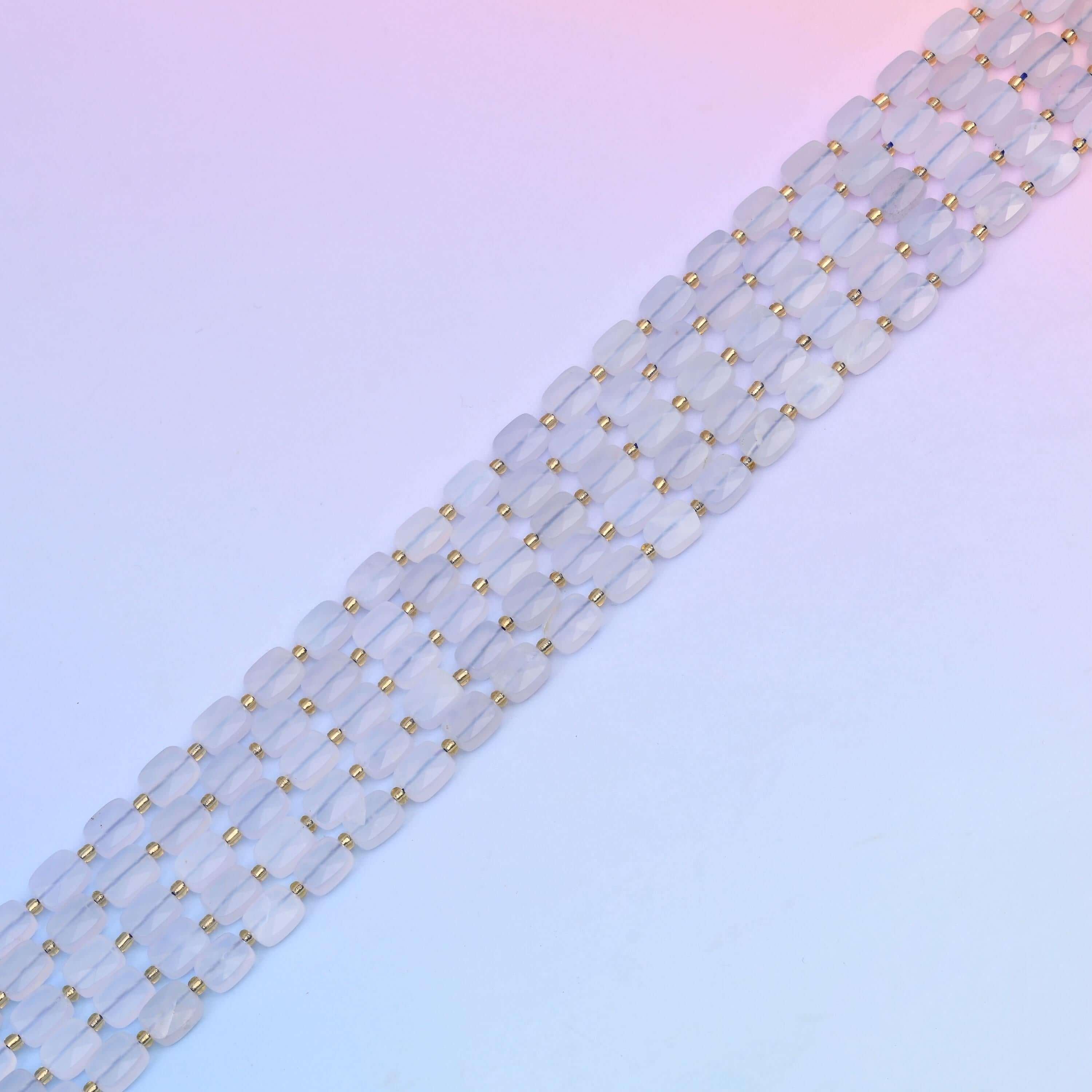 Blue Chalcedony Faceted Rectangle Beads, 15 inch strand