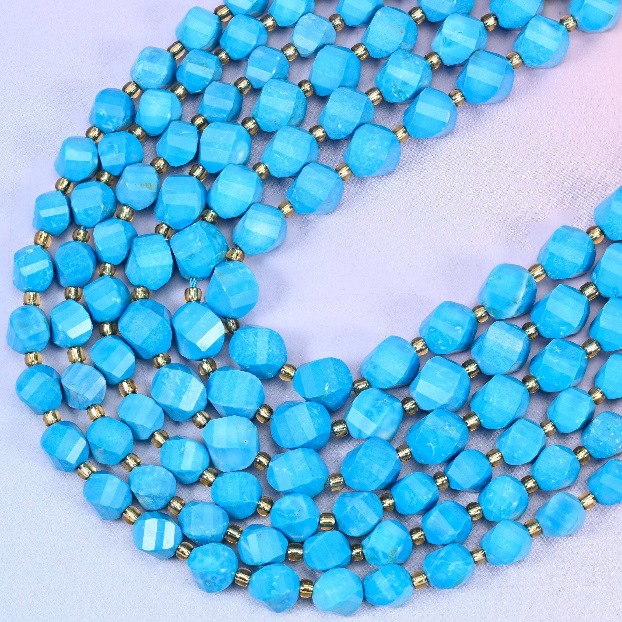 Dyed Blue Howlite Faceted Spiral Twist Beads, 15 inch strand
