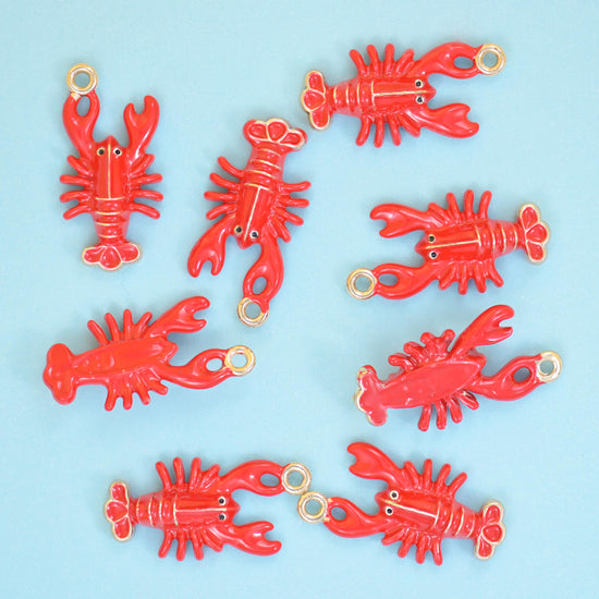 Enamel Lobster Charm 18K Gold Filled 22x10mm