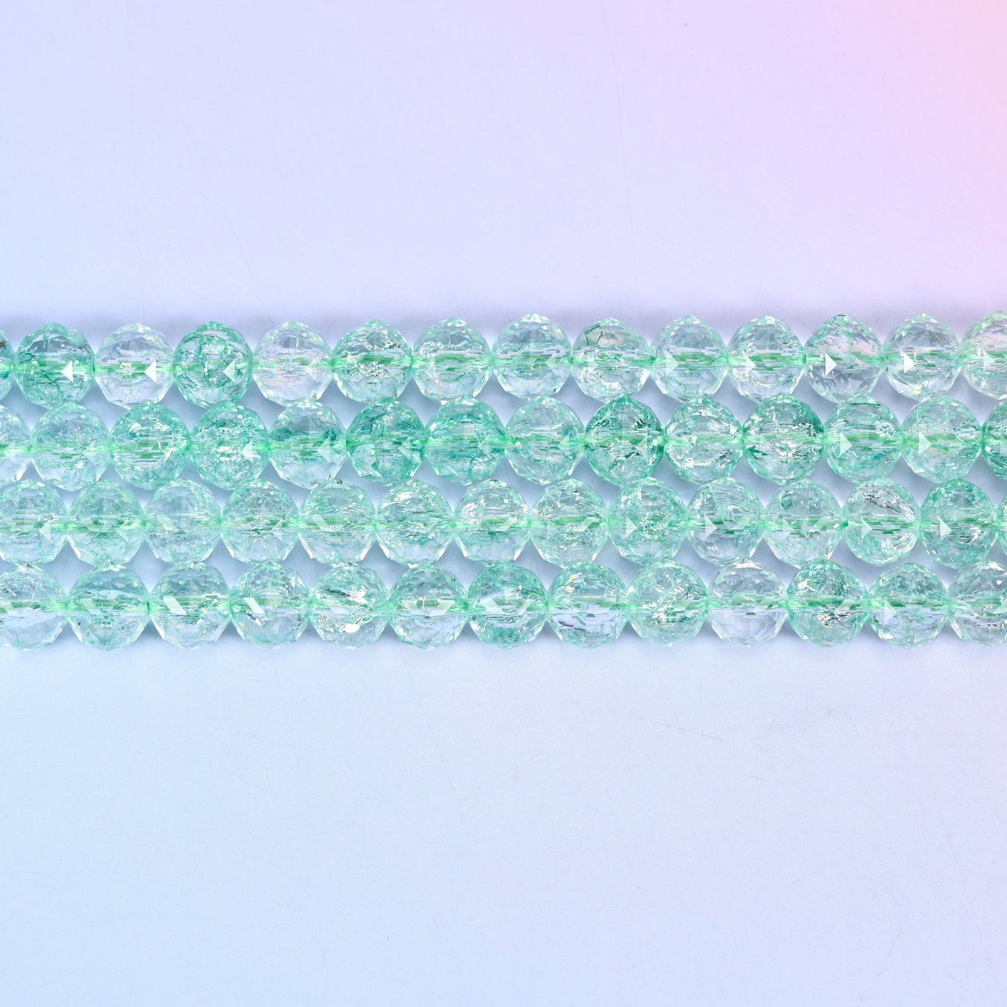 Transparent Green Faceted Round Glass Beads: Size 10mm, Jewelry Making Supply