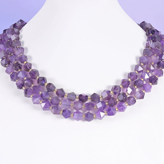 Faceted rhombus gemstone beads, olive and peachy colourways offered.