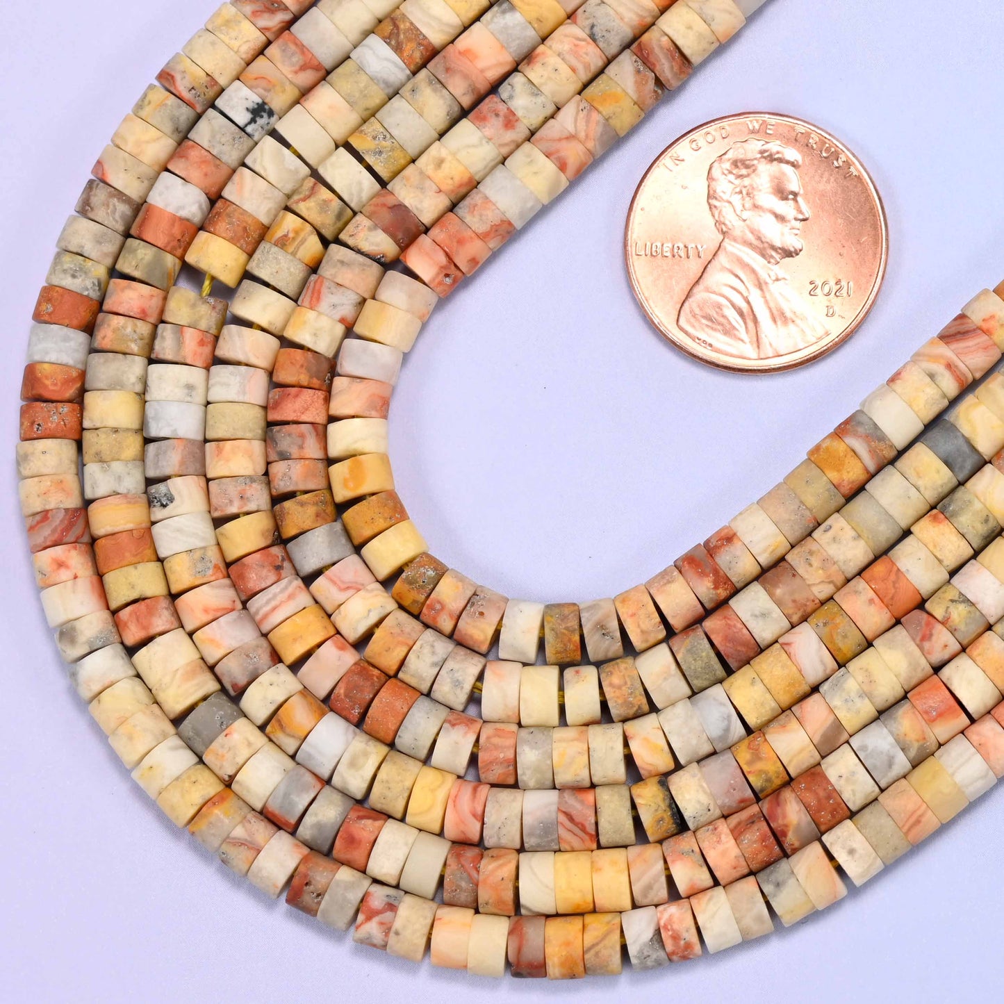 Matte Crazy Agate Heishi Disc Beads: Jewelry Making Supply, 15 Inch Strand