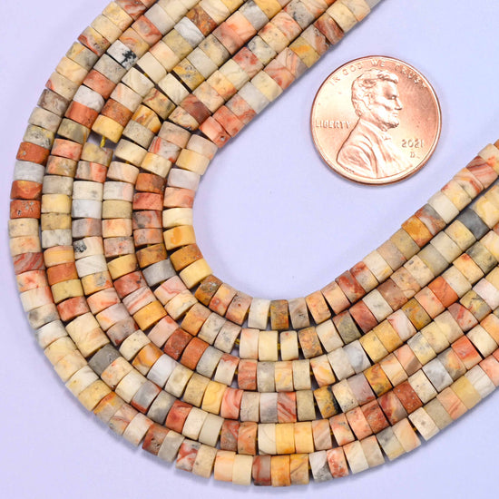 Matte Crazy Agate Heishi Disc Beads: Jewelry Making Supply, 15 Inch Strand