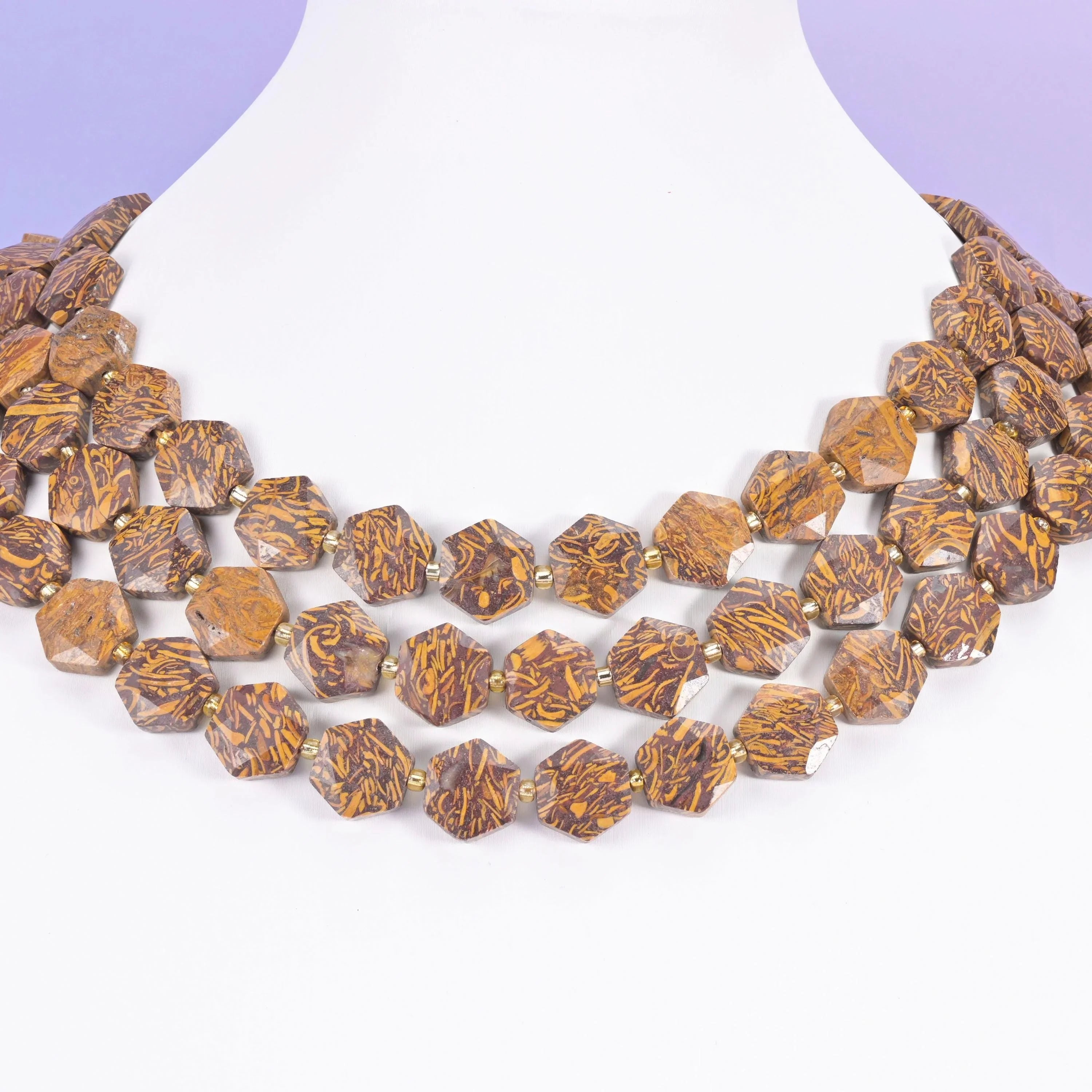 Firework Jasper beads, flat faceted hexagon, 12mm