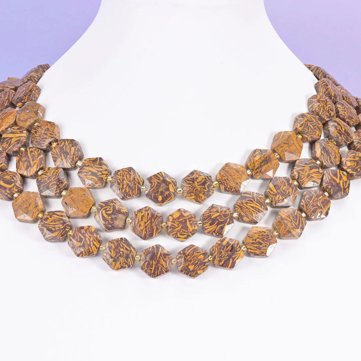 Firework Jasper beads, flat faceted hexagon, 12mm