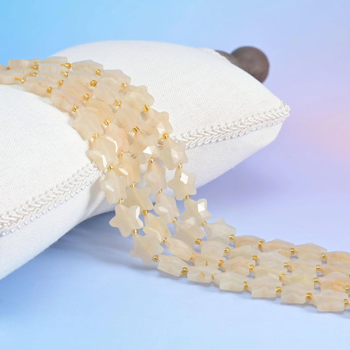 Yellow Jade 5 Pointed Faceted Star Beads, 14mm.