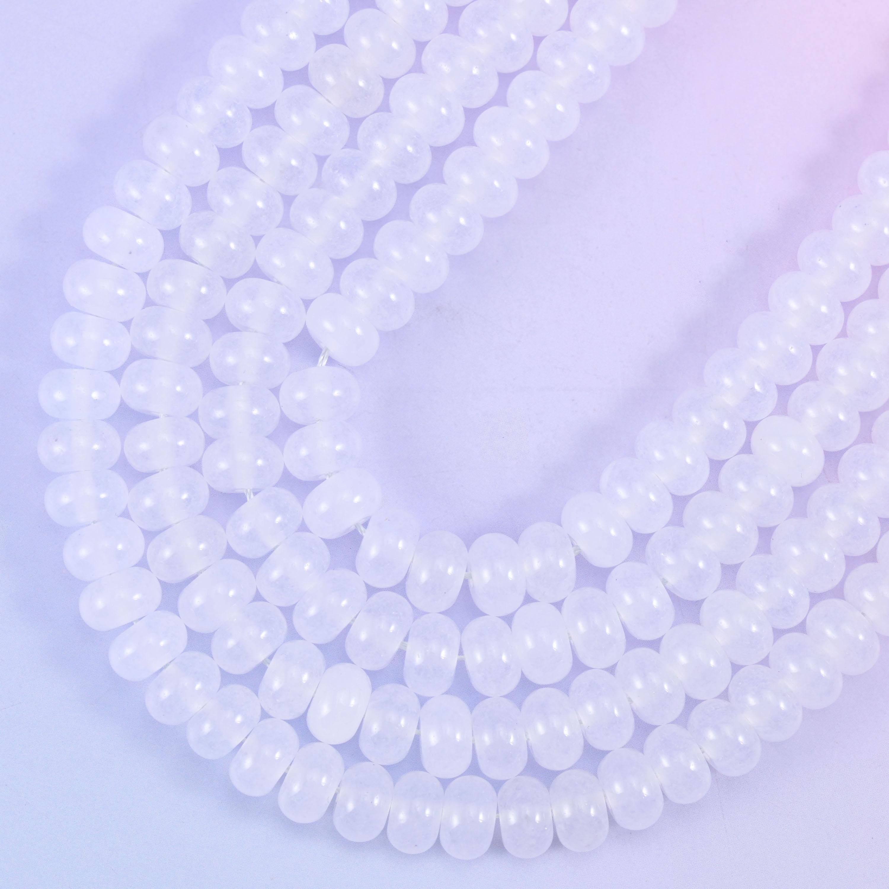 White Dyed Jade rondelle beads, approximately 75 beads per strand