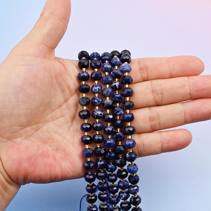Blue Sodalite rondelle beads, 6x8mm, faceted