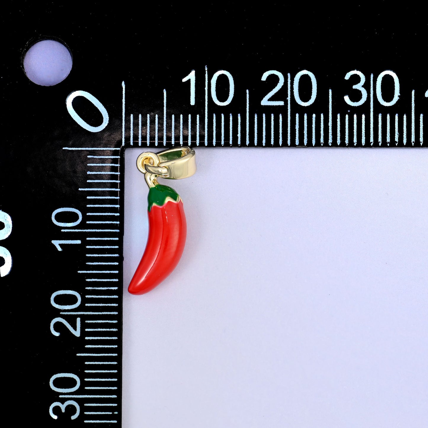 18K Gold Plated Brass Chili Pepper Charm Pendant with vibrant enamel detail