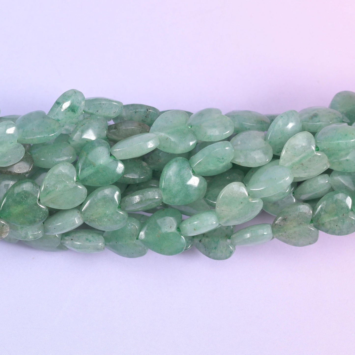 Heart cut green aventurine beads