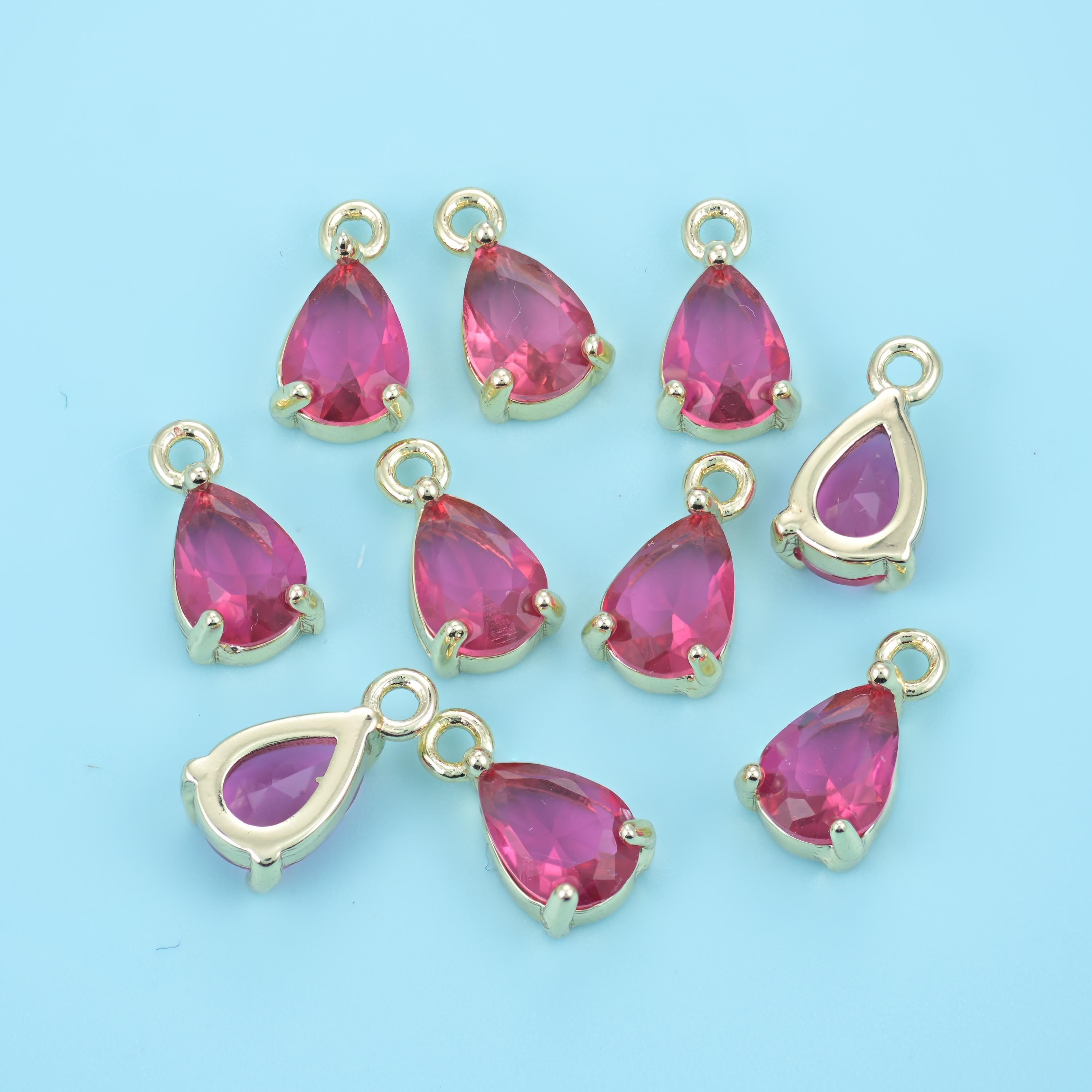 18K Gold Filled Teardrop Zircon Charm 10x6mm, 1 Piece