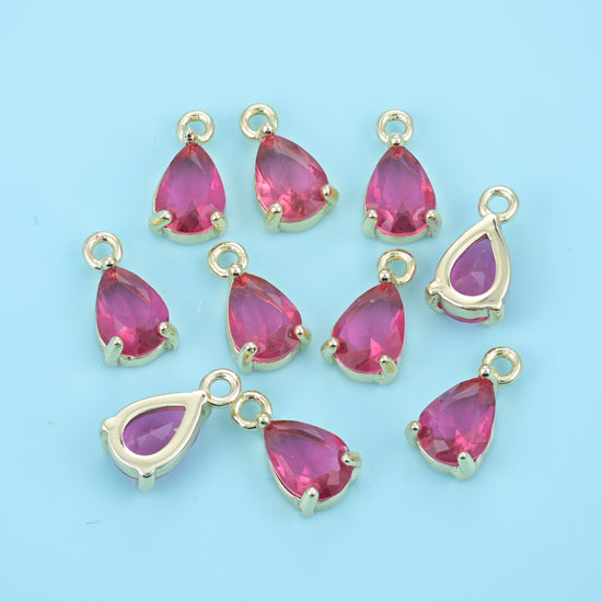 18K Gold Filled Teardrop Zircon Charm 10x6mm, 1 Piece