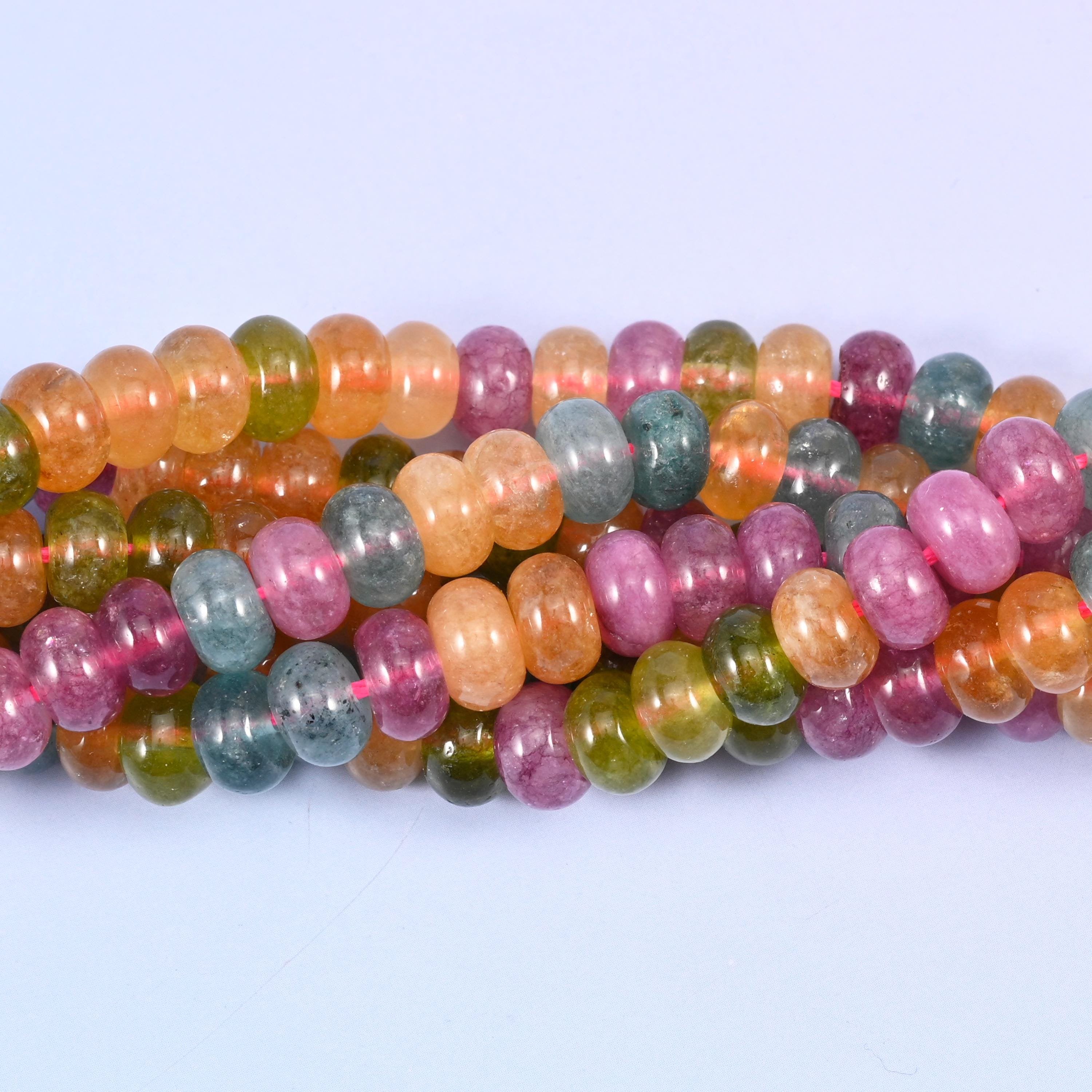Colorful Dyed Jade Smooth Rondelle Beads 5x8mm, 15 inch strand