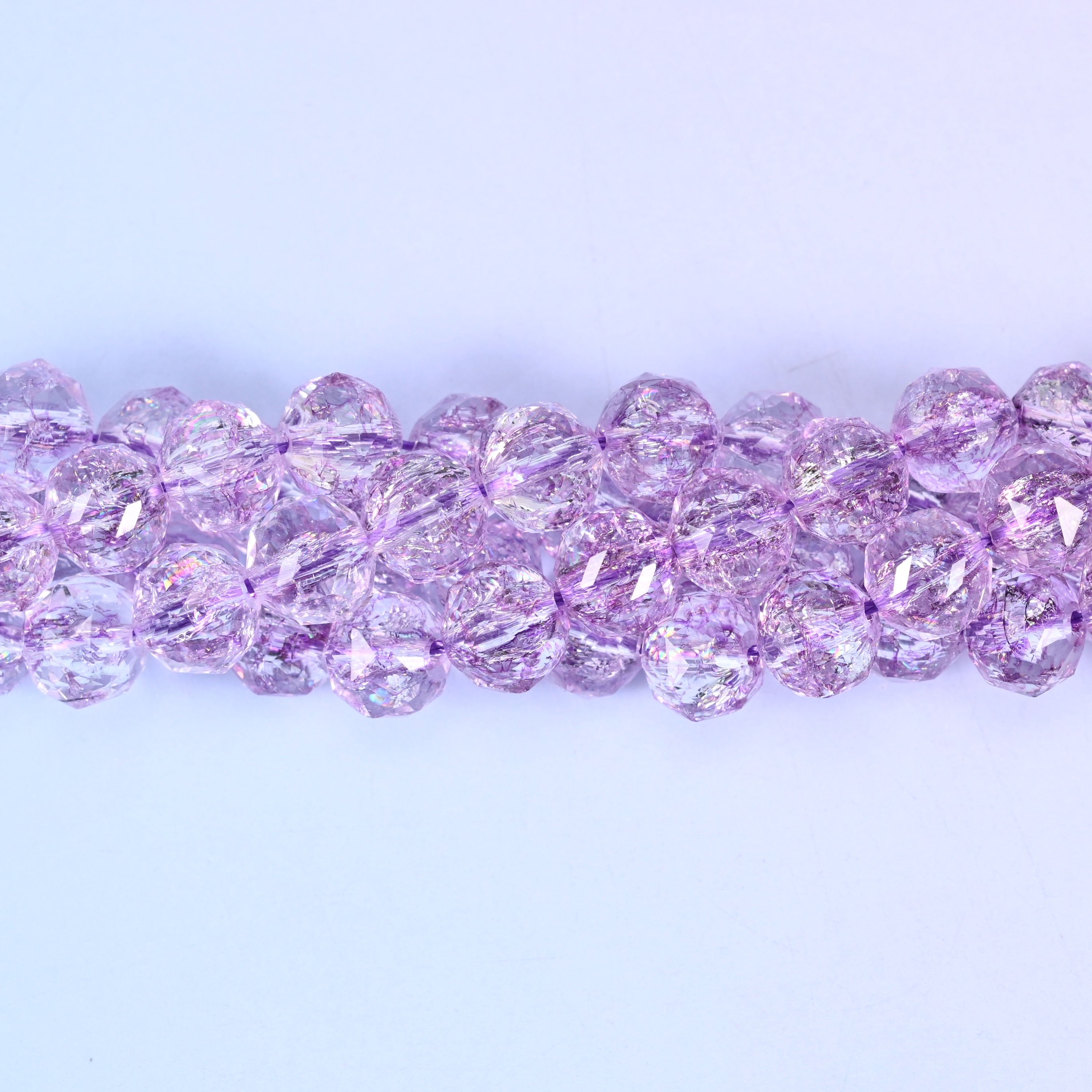 Transparent Purple Faceted Round Glass Beads: Size 10mm, Jewelry Making Supply