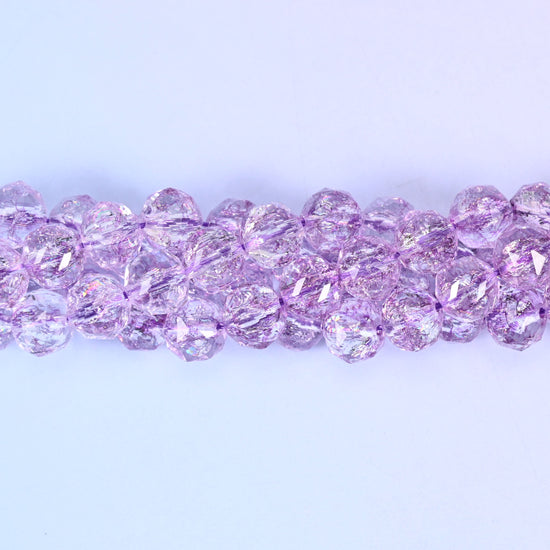 Transparent Purple Faceted Round Glass Beads: Size 10mm, Jewelry Making Supply