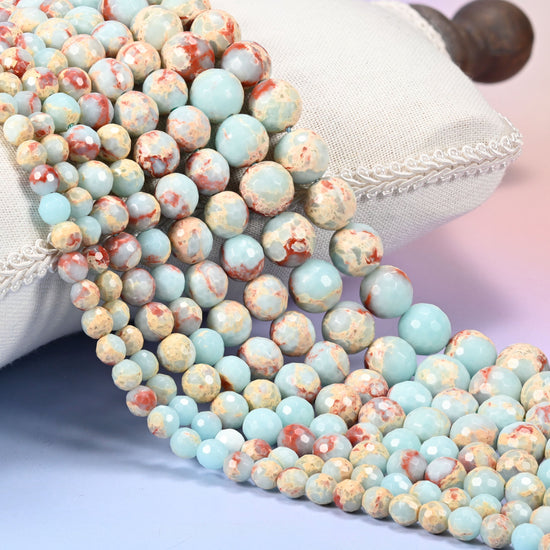 Dyed Blue Shoushan Stone Faceted Round Beads 6mm 8mm 10mm 12mm Jewelry Making 15 Inch Strand