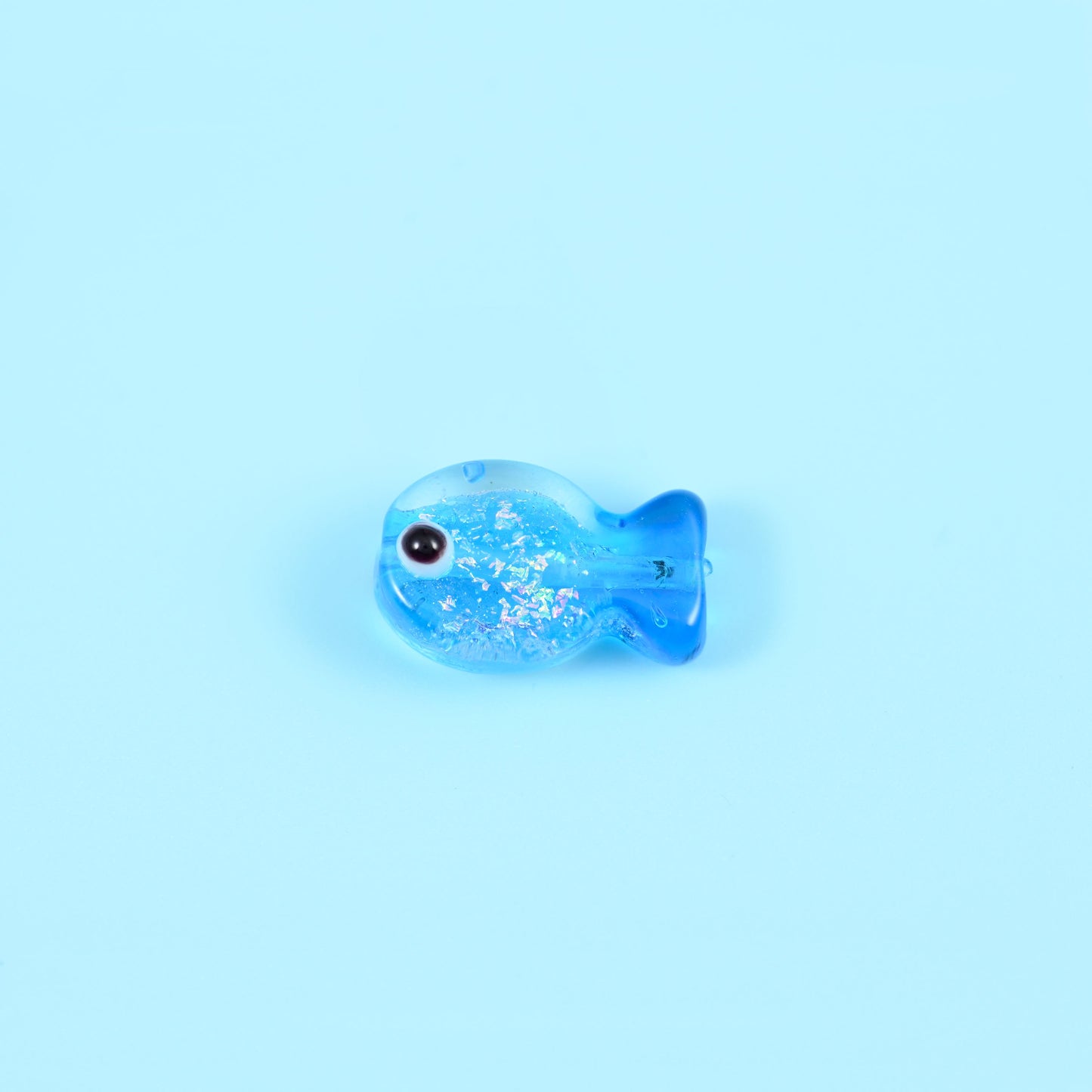 Iridescent Blue Fish Glass Beads: Jewelry Making Supply